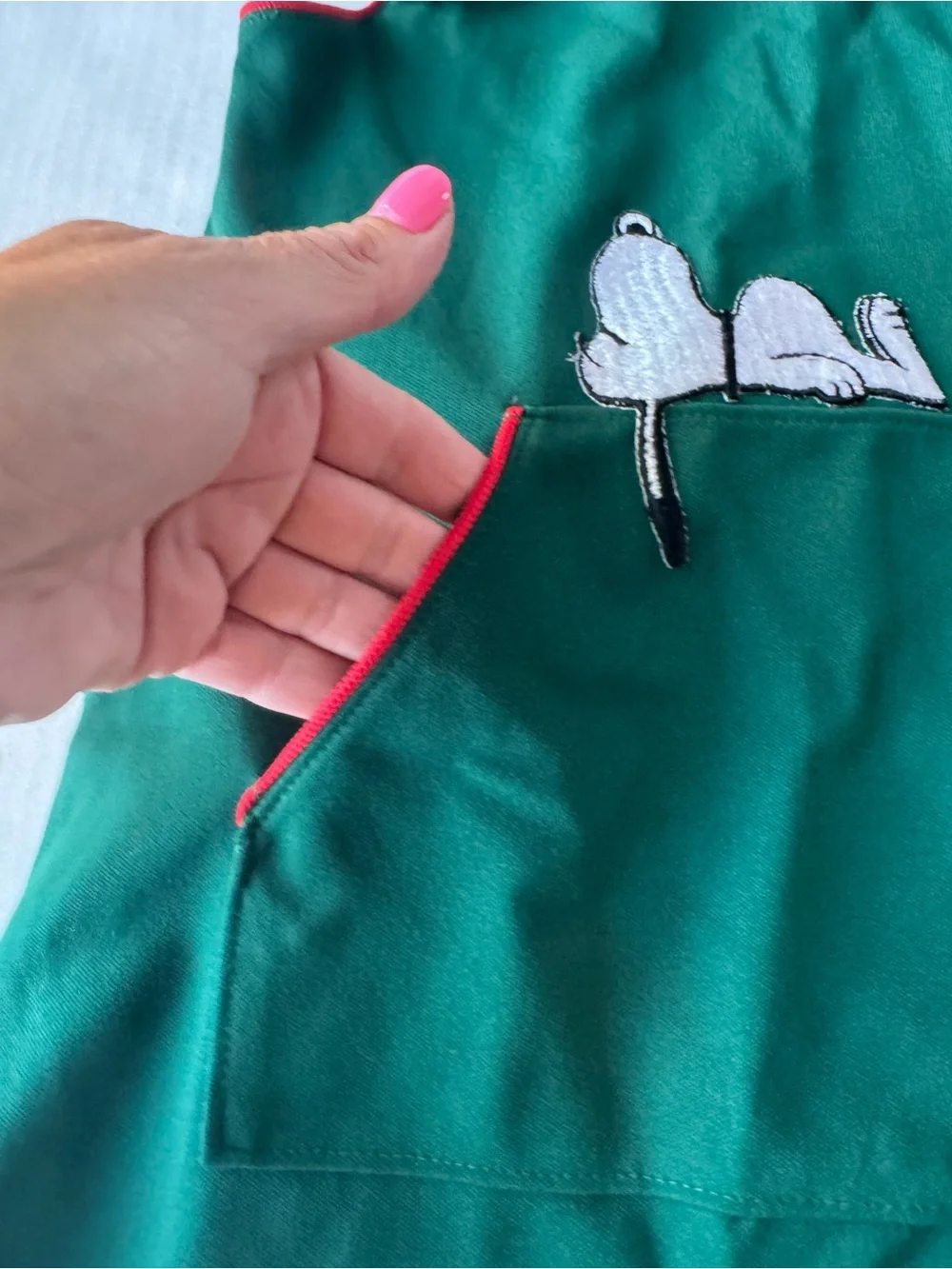 Danskin Vintage Snoopy Peanuts 1958 girls sz. 6 Green Jumper Dress Overalls